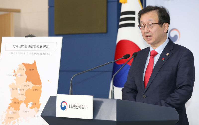 공공기관 종합청렴도 결과 발표하는 정승윤 국민권익위원장 직무대리