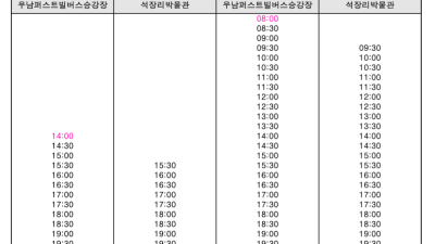 공주 석장리 구석기축제 셔틀버스 운행안내